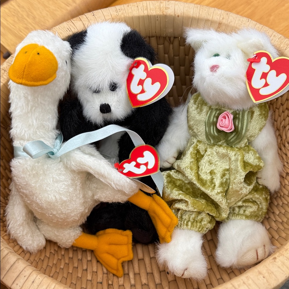 Ty Plush Toy Trio - Georgette, Checkers, and Katrina.